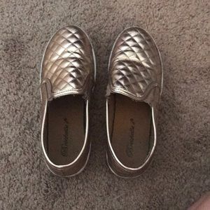 Rose gold slip on sneakers